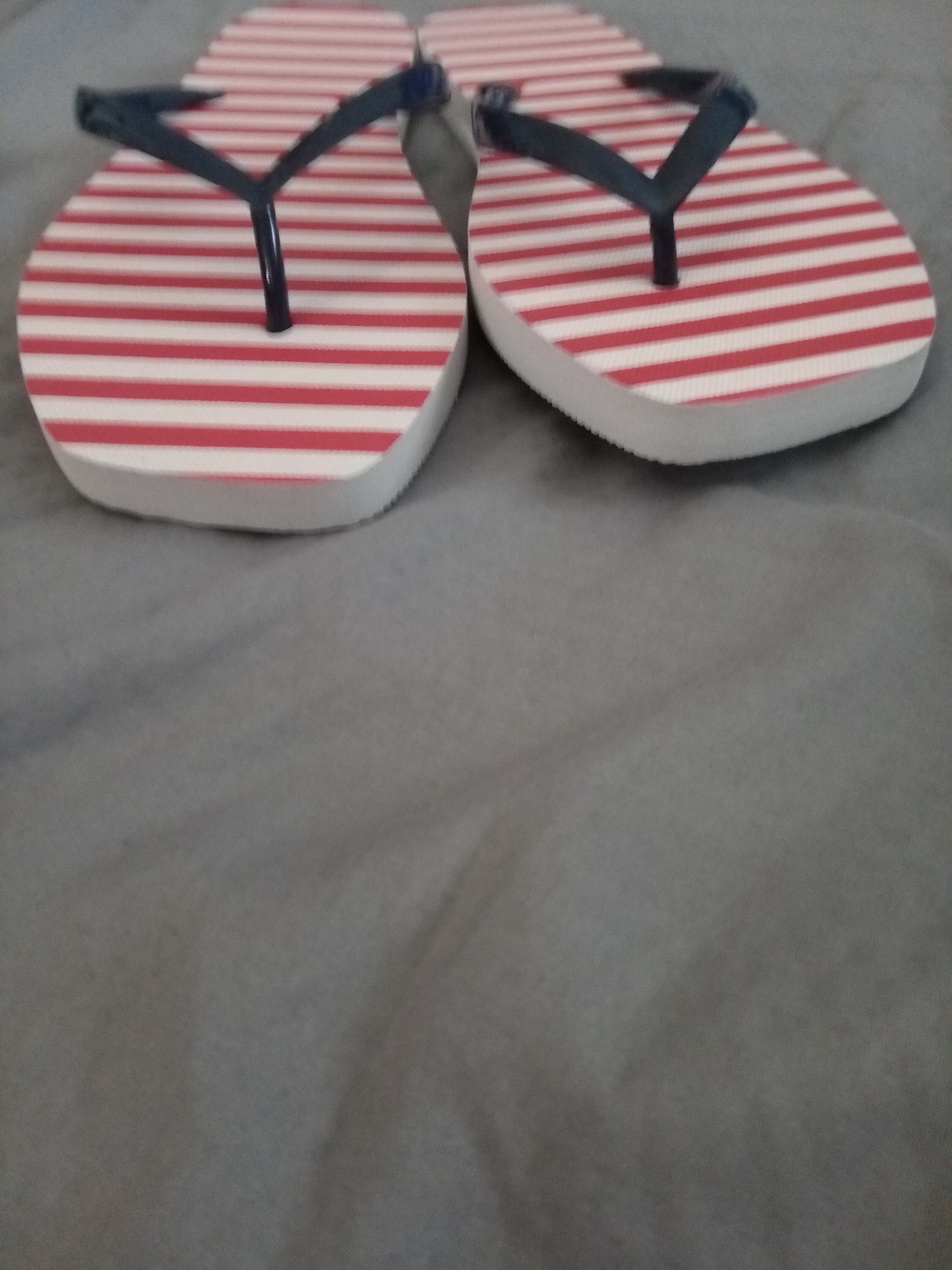 Target Shade & Shore Red and White Striped Flip Flops with Navy Straps